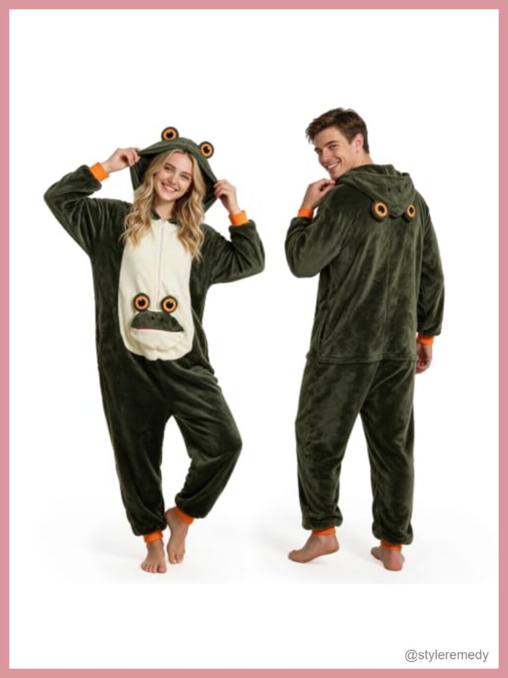 Flannel Animal Print Hooded One-Piece Pajama Costume Jumpsuit